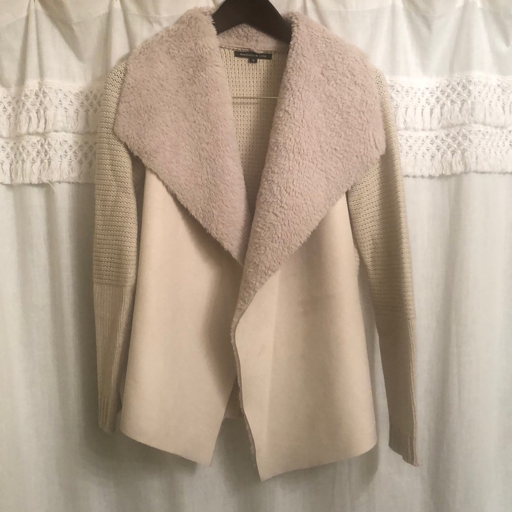 Shawl collar open front sweater size small